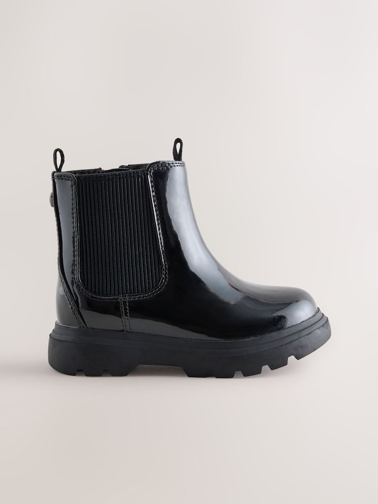 Black Patent Chelsea Chunky Ankle Boots - Image 2 of 5