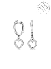 The Diamond Store White Heart Drop Huggie Lab Diamond Earrings 0.31ct in 925 Silver - Image 1 of 6