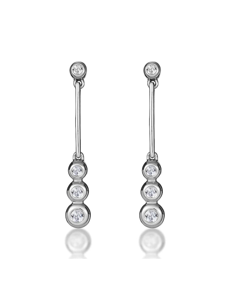 The Diamond Store White Trilogy Drop Earrings 0.12ct Lab Diamonds 925 Sterling Silver - Image 1 of 4