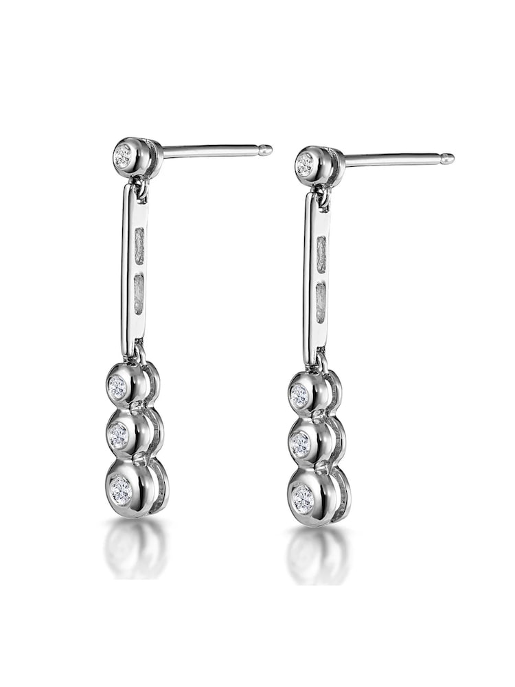 The Diamond Store White Trilogy Drop Earrings 0.12ct Lab Diamonds 925 Sterling Silver - Image 2 of 4
