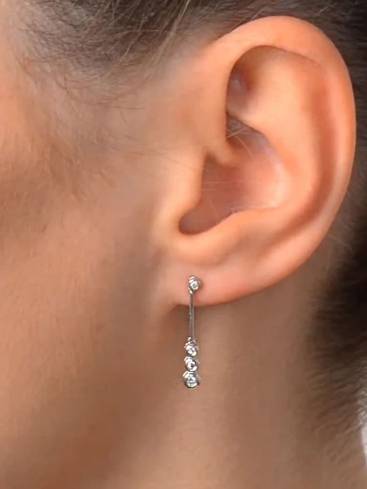 The Diamond Store White Trilogy Drop Earrings 0.12ct Lab Diamonds 925 Sterling Silver - Image 4 of 4