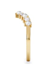 The Diamond Store White Pearl Opal and Lab Diamond Wishbone Ring in 9K Yellow Gold - Image 3 of 5