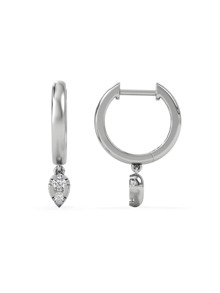 The Diamond Store White Lab Diamond 0.15ct Marquise Drop Huggies in 925 Silver - Image 1 of 5