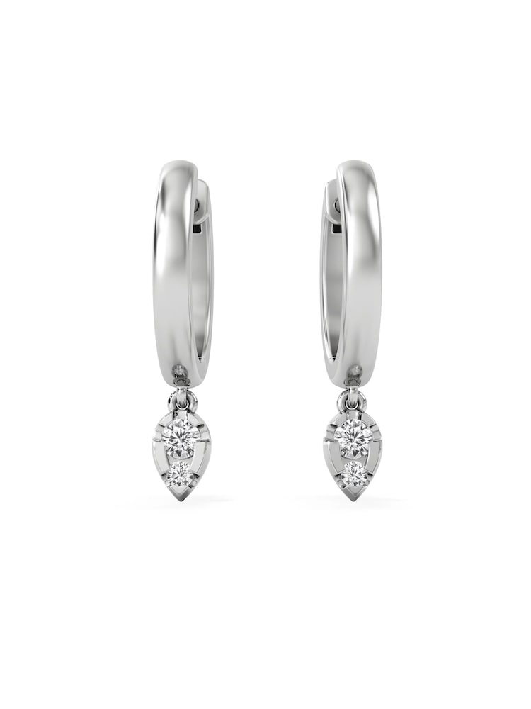 The Diamond Store White Lab Diamond 0.15ct Marquise Drop Huggies in 925 Silver - Image 2 of 5