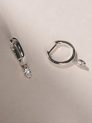 The Diamond Store White Lab Diamond 0.15ct Marquise Drop Huggies in 925 Silver - Image 3 of 5