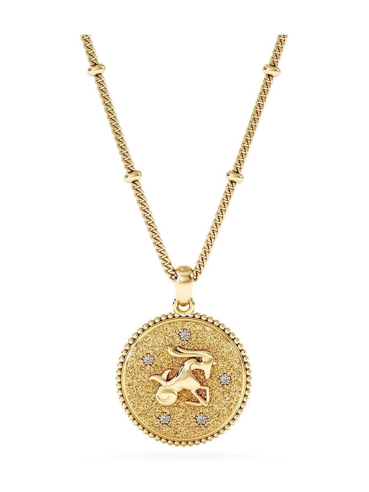 The Diamond Store Capricorn Zodiac Medallion Necklace Lab Grown 0.02ct in 18K Gold Vermeil - Image 1 of 3 The Diamond Store Capricorn Zodiac Medallion Necklace Lab Grown 0.02ct in 18K Gold Vermeil - Image 1 of 3