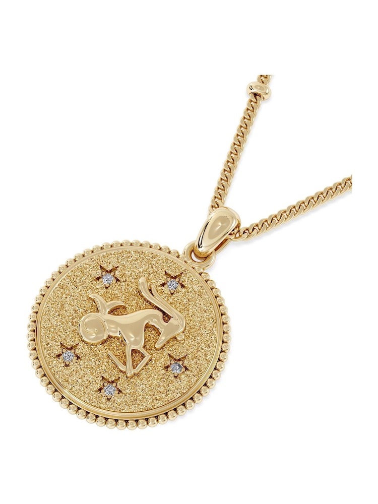 The Diamond Store Capricorn Zodiac Medallion Necklace Lab Grown 0.02ct in 18K Gold Vermeil - Image 3 of 3 The Diamond Store Capricorn Zodiac Medallion Necklace Lab Grown 0.02ct in 18K Gold Vermeil - Image 3 of 3