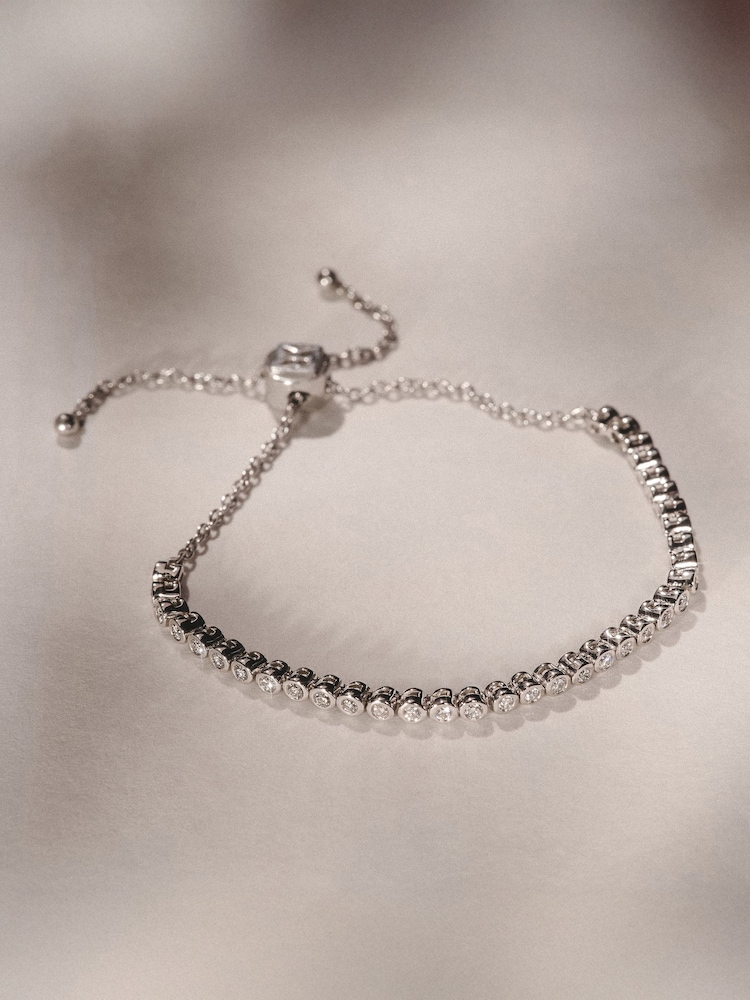 The Diamond Store White Lab Diamond Bezel Rubover Tennis Bracelet 0.50ct in 925 Silver - Image 2 of 3