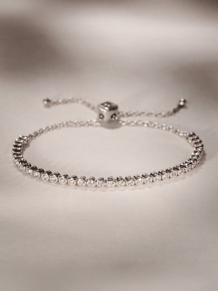 The Diamond Store White Lab Diamond Bezel Rubover Tennis Bracelet 0.50ct in 925 Silver - Image 3 of 3