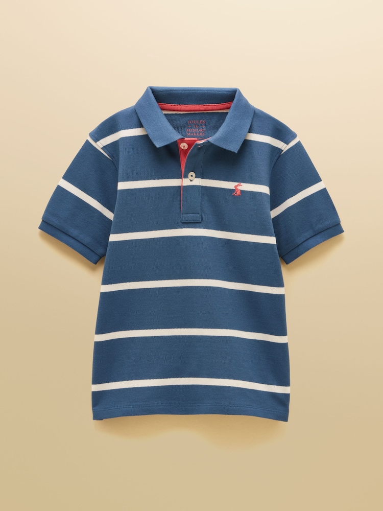 Joules Boys' Woody Blue/White Striped Cotton Polo Shirt - Image 1 of 5 Joules Boys' Woody Blue/White Striped Cotton Polo Shirt - Image 1 of 5