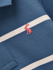 Joules Boys' Woody Blue/White Striped Cotton Polo Shirt - Image 3 of 5