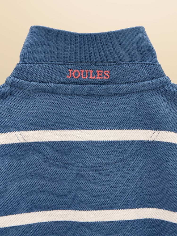 Joules Boys' Woody Blue/White Striped Cotton Polo Shirt - Image 5 of 5 Joules Boys' Woody Blue/White Striped Cotton Polo Shirt - Image 5 of 5