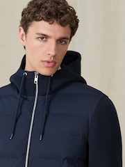 Navy Quilted Hybrid Hooded Jacket - Image 4 of 12