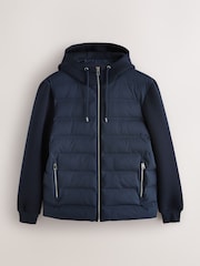 Navy Quilted Hybrid Hooded Jacket - Image 8 of 12