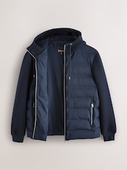 Navy Quilted Hybrid Hooded Jacket - Image 9 of 12