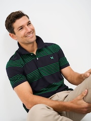 Crew Clothing Blue Striped Cotton Rugby Polo Shirt - Image 1 of 5