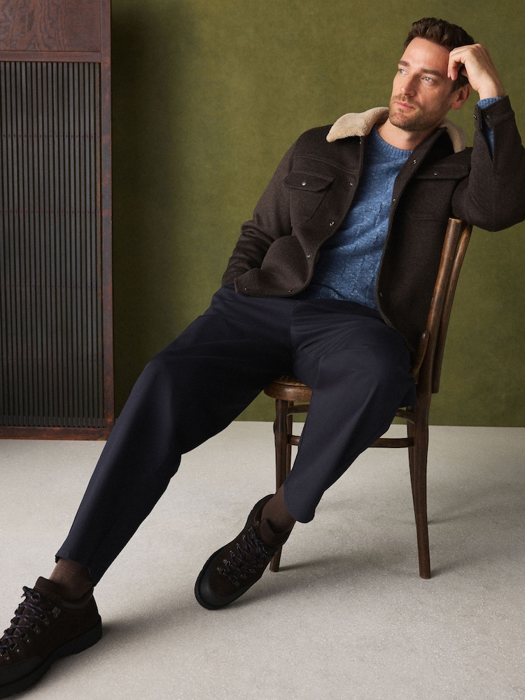 Brown Borg Lined Trucker Jacket With Wool - Image 2 of 6 Brown Borg Lined Trucker Jacket With Wool - Image 2 of 6