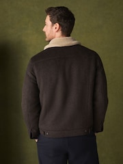 Brown Borg Lined Trucker Jacket With Wool - Image 3 of 6