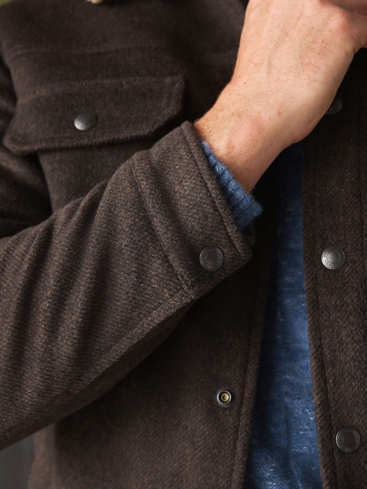 Brown Borg Lined Trucker Jacket With Wool - Image 6 of 6 Brown Borg Lined Trucker Jacket With Wool - Image 6 of 6
