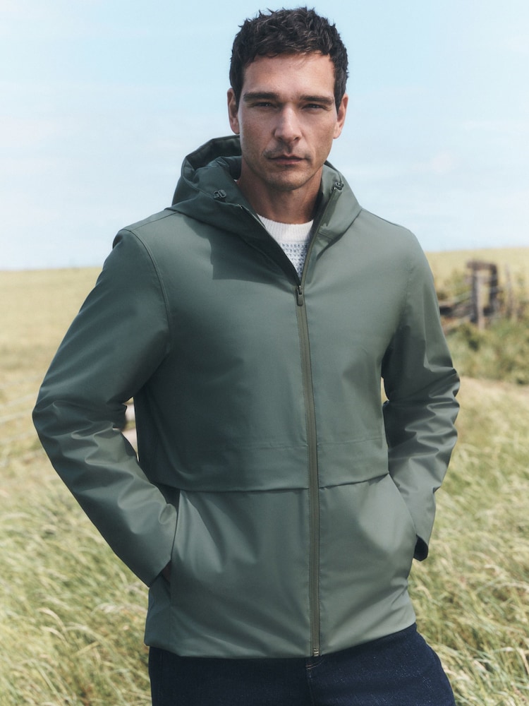 Khaki Green Waterproof Rubberised Anorak Jacket - Image 1 of 8
