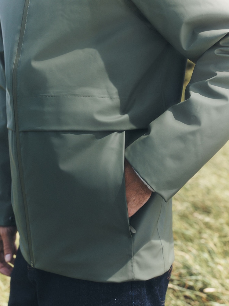 Khaki Green Waterproof Rubberised Anorak Jacket - Image 8 of 8