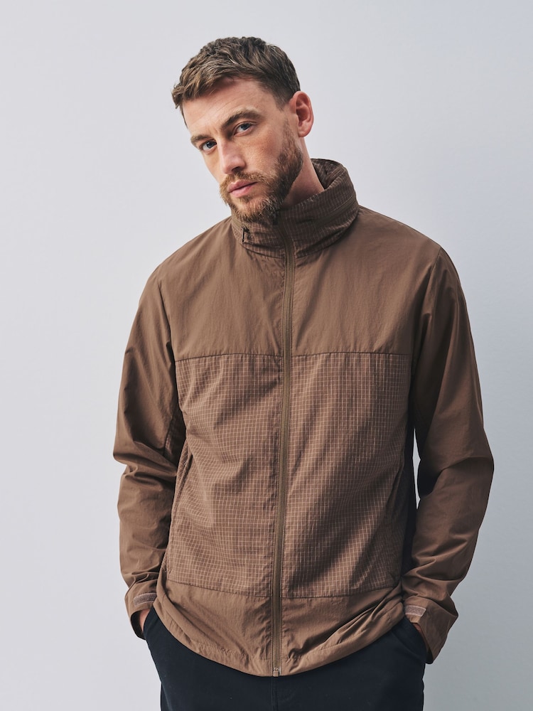 Brown Shower Resistant Seersucker Anorak Jacket - Image 1 of 7