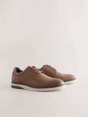 Brązowy - Wygodne buty derby na koturnie - Obraz 3 z 7