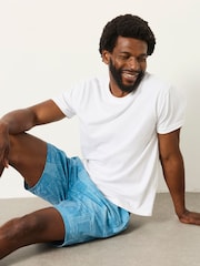 FatFace Teal Blue Printed Palm Tile Board Shorts - Image 5 of 7