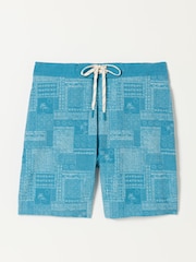 FatFace Teal Blue Printed Palm Tile Board Shorts - Image 7 of 7