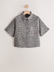 Leopard Short Sleeve Denim Shirt - Image 5 of 7