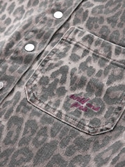 Leopard Short Sleeve Denim Shirt - Image 6 of 7