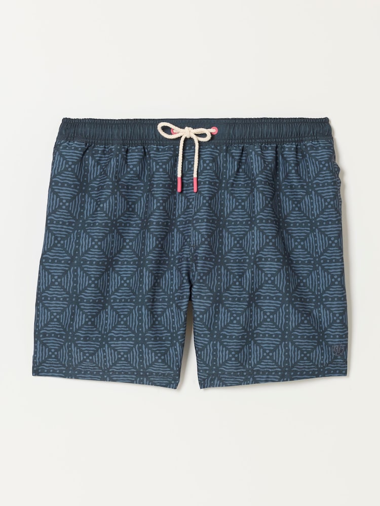 FatFace Mid Blue Geo Printed Swim Shorts - Image 6 of 6 FatFace Mid Blue Geo Printed Swim Shorts - Image 6 of 6