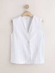 Ecru V-Neck Lightweight Denim Waistcoat - Image 6 of 8