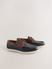 Tan/Navy Comfort Wedge Boat Shoes - Image 1 of 7