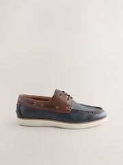 Tan/Navy Comfort Wedge Boat Shoes - Image 2 of 7