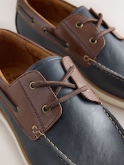 Tan/Navy Comfort Wedge Boat Shoes - Image 3 of 7