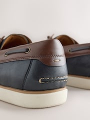 Tan/Navy Comfort Wedge Boat Shoes - Image 4 of 7