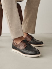 Tan/Navy Comfort Wedge Boat Shoes - Image 6 of 7