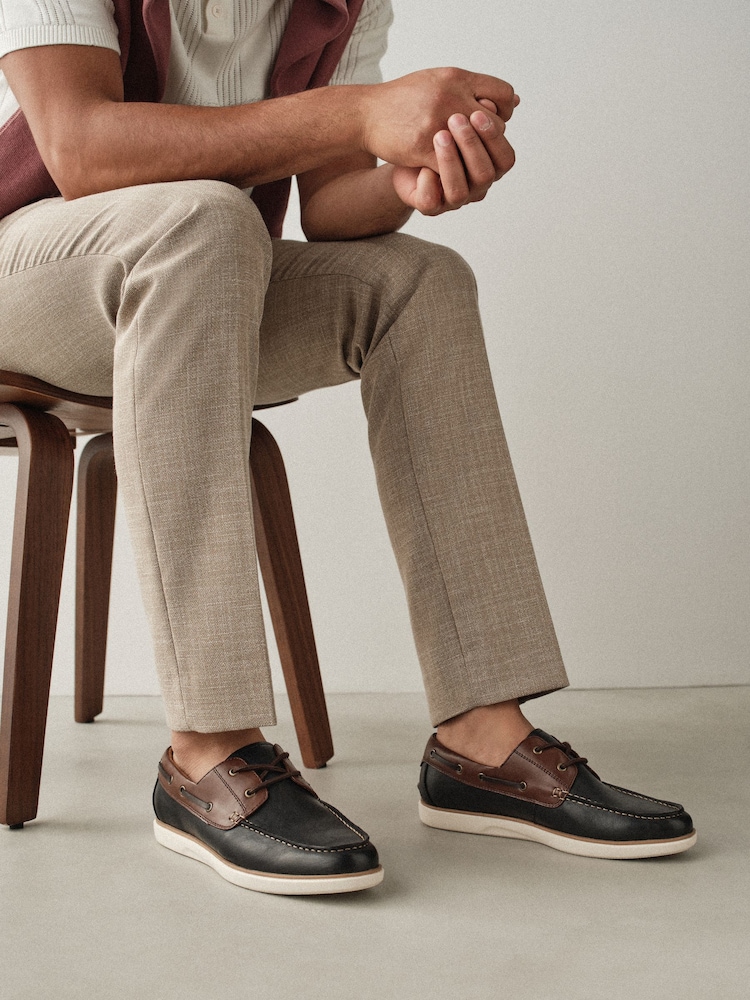 Tan/Navy Comfort Wedge Boat Shoes - Image 7 of 7