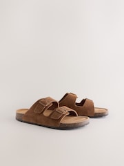 Marrón tostado - Sandalias de cuero con dos hebillas - Imagen 3 de 7