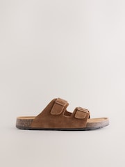 Marrón tostado - Sandalias de cuero con dos hebillas - Imagen 4 de 7