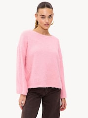 LOAVIES Pink Oversize Drop Shoulder Long Sleeve Jumper - Image 2 of 5