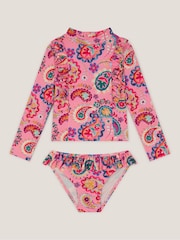 Monsoon Pink Paisley Print UPF50+ Long Sleeve Swim Set - Image 1 of 3