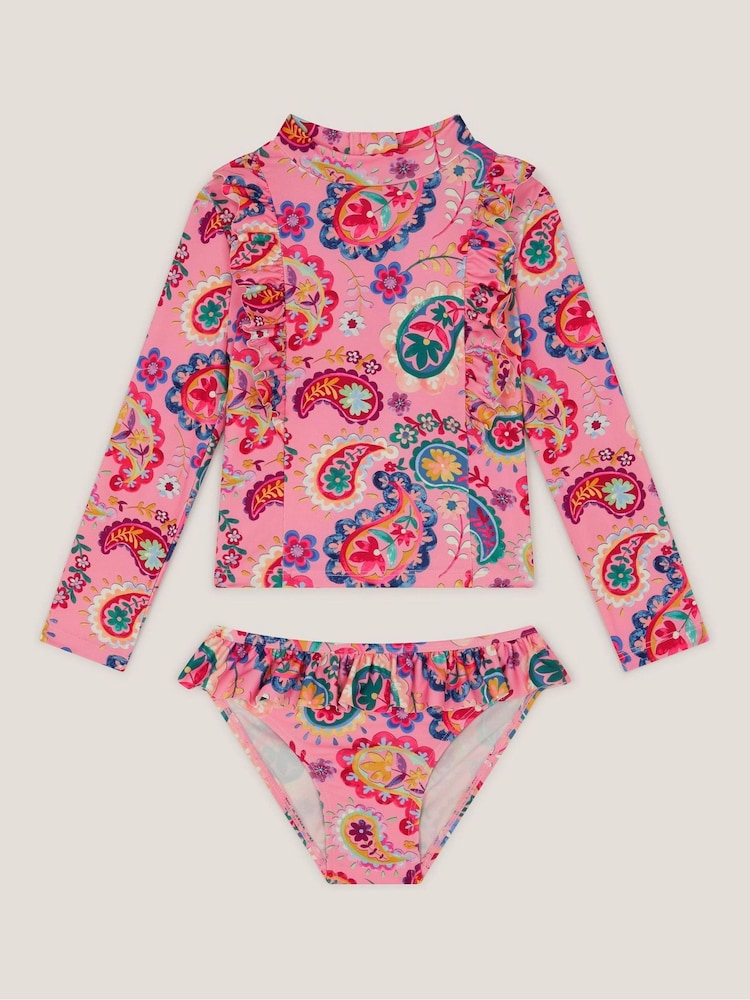 Monsoon Pink Paisley Print UPF50+ Long Sleeve Swim Set - Image 1 of 3