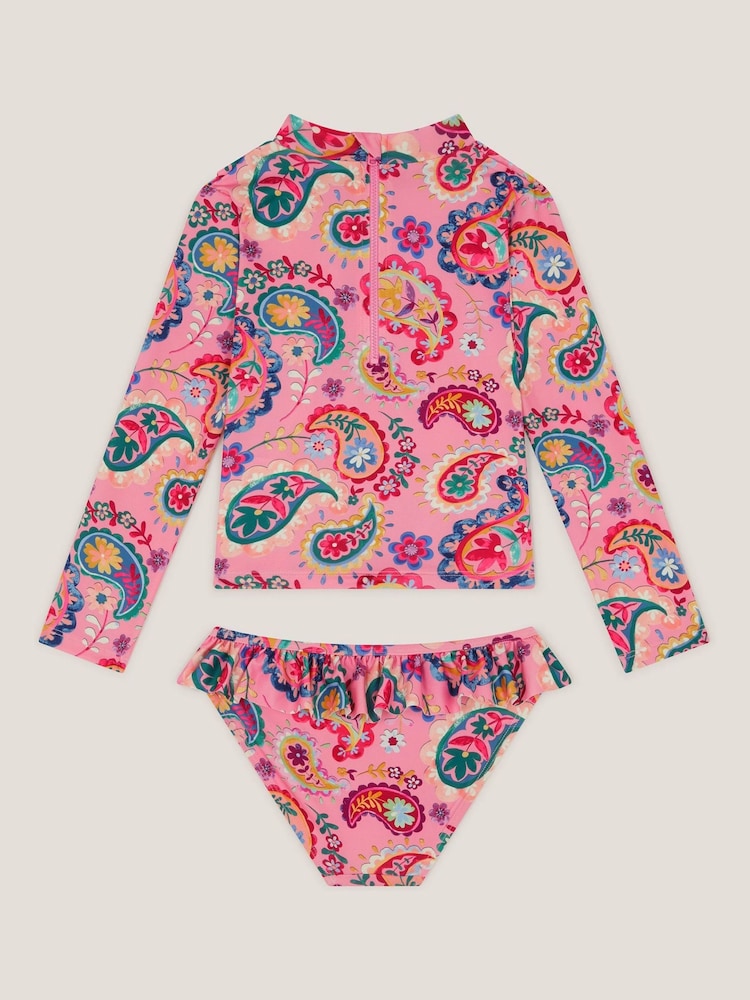 Monsoon Pink Paisley Print UPF50+ Long Sleeve Swim Set - Image 2 of 3