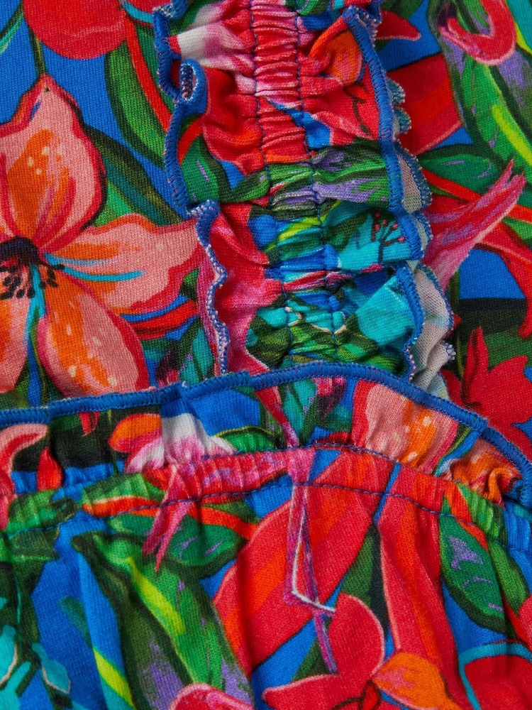 Monsoon Blue Tropical Print Jersey Playsuit - Image 3 of 3