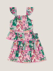 Monsoon Green Floral Patchwork Top & Skirt Set - Image 1 of 3