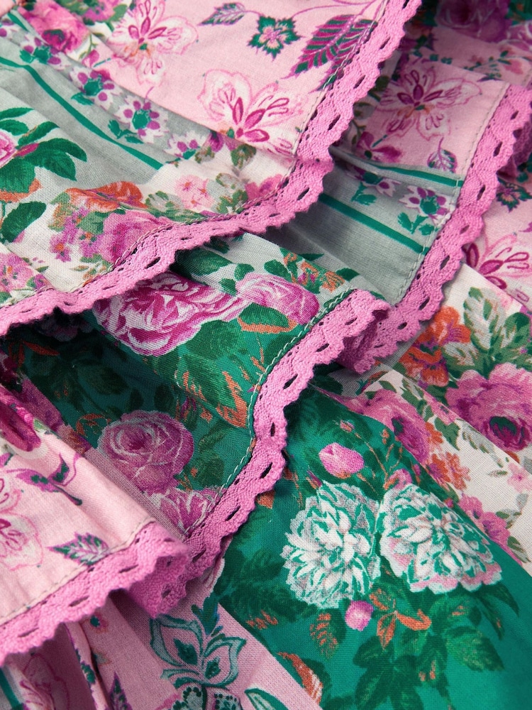 Monsoon Green Floral Patchwork Top & Skirt Set - Image 4 of 4