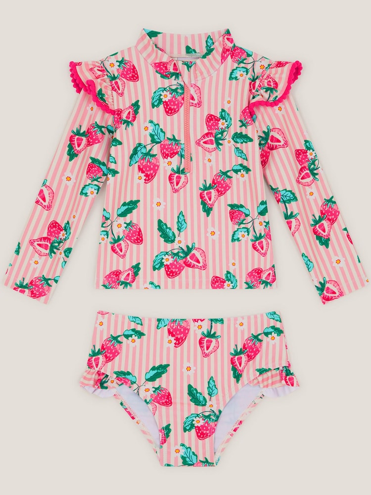 Monsoon Pink Baby Strawberry Print UPF50+ Swim Set - Image 1 of 3