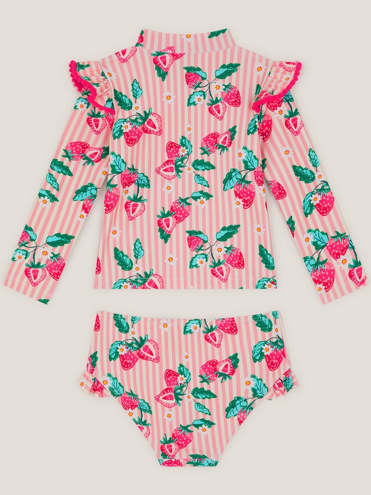 Monsoon Pink Baby Strawberry Print UPF50+ Swim Set - Image 2 of 3